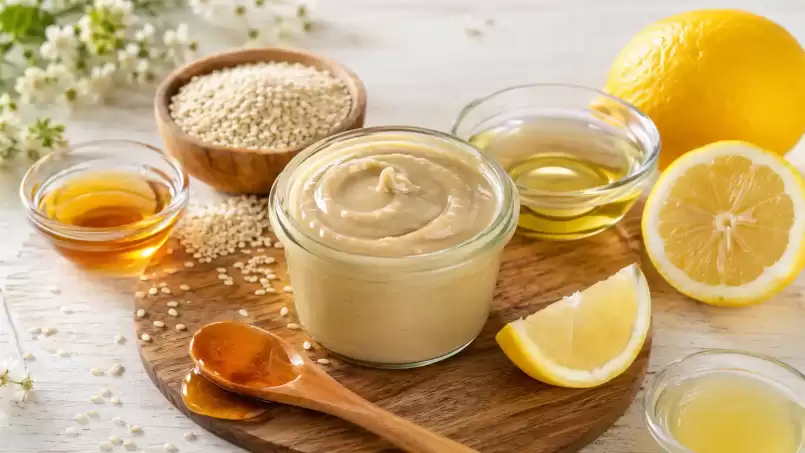 Sesampaste mit Honig und Zitrone